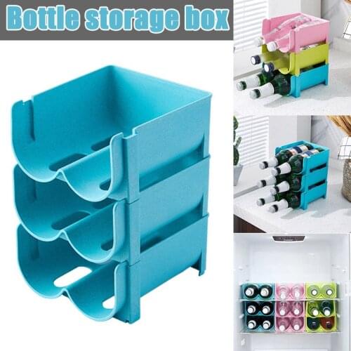 Free-Standing Plastic Water Bottle Wine Rack Storage Organizer Stackable Rack for Kitchen Countertops Pantry Fridge THJ9