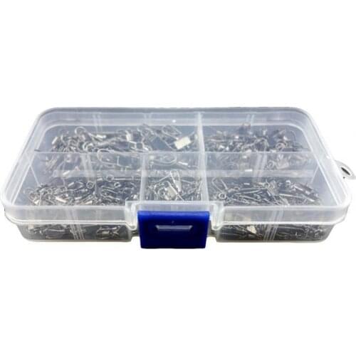 Silver 300Pcs Snaps Swivels Ball Bearing Multifunction Silver Portable Fishing Connector Accessories Kit Set For Outdoor Fishing