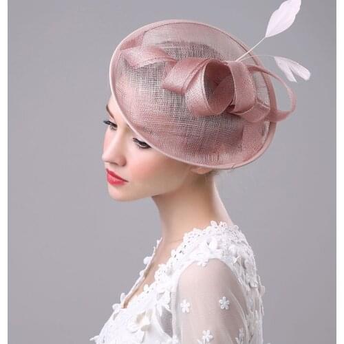 Brial hat Bride feather Fascinator bride headdress Hair decoration black/white/Ivory/Pink/Gray