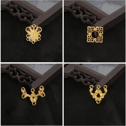 1 PC Metal Flower Alloy Spacer Connectors Beads Charm For Jewelry Making DIY Slice Filigree Base Setting Bride Hair Pins Crafts