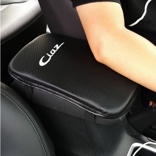 Carbon Fiber Texture Pu Leather Car Armrest Pad Auto Seat Armrests Box Pads For Suzuki Ciaz