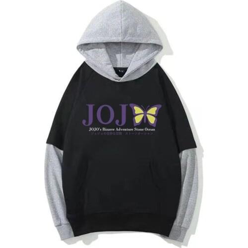 Japanese Anime Jojo Bizarre Adventure Hoodies Cartoon Letter Print Sweatshirt Causal Harajuku Streetwear Unisex Clothes
