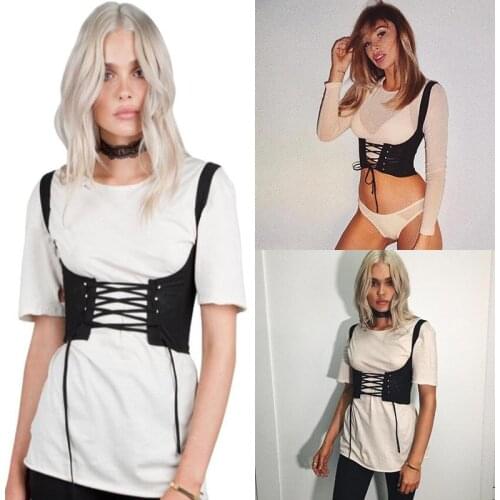 Vintage Black Corset Bandage Womens Waist Belts for Ladies Corsets Vest Camisole Ceinture Femme Bodycon Slim Crop Tank Tops