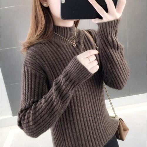 Chic Autumn winter loose thick Sweater Pullovers Women Long Sleeve casual turtleneck warm basic Sweater knit Jumpers top