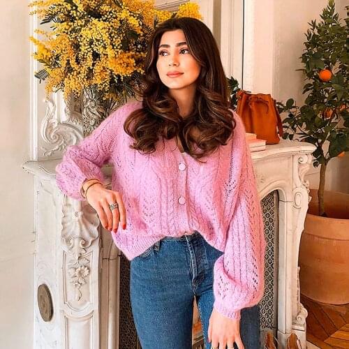 Augustino Jumper Knitwear Female V Neck Long Sleeve Elegant Sweater Cardigan Autumn Winter Casual Vintage Streetwear Gilet 2021