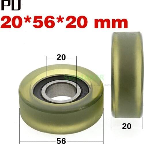 10pcs 20*56*20mm M10 6004RS rubber wheel, PU polyurethane soft rubber wheel / pressure wheel / rolling guide pulley, silent