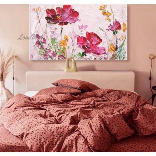 100% Hand Painted Artwork Knife Flower Abstract Oil Painting Wall Art Home Decoration Picture Hand Painting On Canvas Unframed