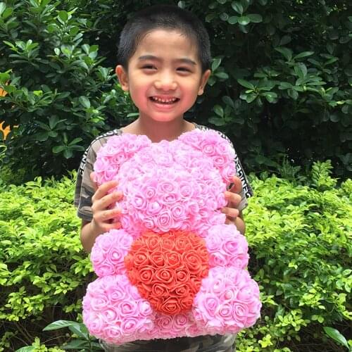 2018 Hot Sale 40cm Bear of Roses Artificial Flowers Home Wedding Festival DIY Cheap Wedding Decoration Gift Box Wreath Crafts