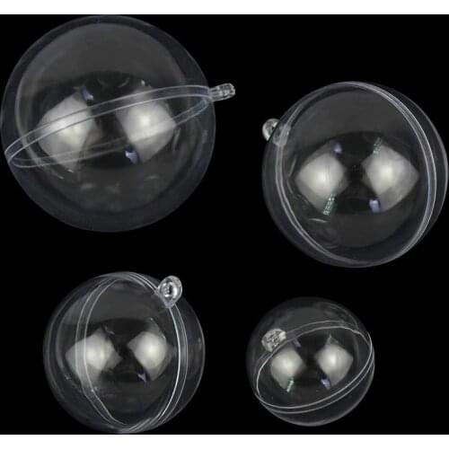 5Pcs Christmas Tree Hanging Decorations Ball Clear Plastic Round Ball Fillable Ornaments Party Wedding Xmas Decor 4/5/6/7cm