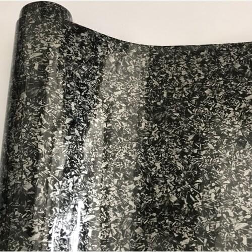 50x300cm Forged Gloss Silver Carbon Vinyl Wrap Car Wrapping Covering Foil Sticker with Air Bubbles Free