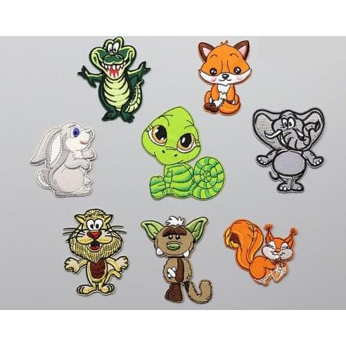 8pcs/set lion animals embroidery patches kids applique for clothing DIY sewing iron embroidered decorative parches for clothing