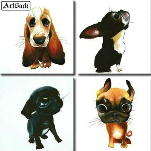 Full square animal diy 5d diamond painting dog Diamond mosaic rabbit 3d wall sticker decoration 4 piece set