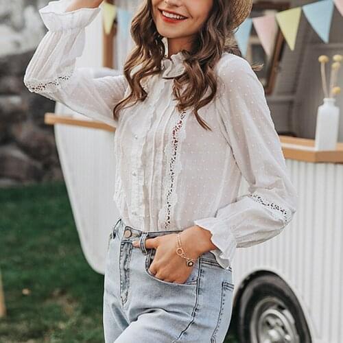 Hollow Out Patchwork V-Neck Flare Sleeve Casual Shirts Sexy Women Summer Solid Blouse Tops 2021 Beach Party Club Ladies Clothes