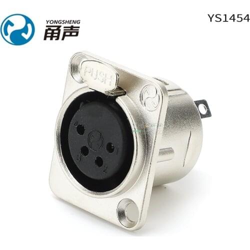 1Pcs Yongsheng YS1454/1464-BG four-core XLR female socket audio and video D-type power amplifier seat panel mounting base