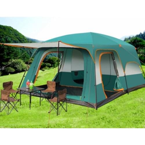 Two-bedroom And One-living Tent Leisure Camping Double-decker Oversized 8-12 People Thickened Rainproof Tent