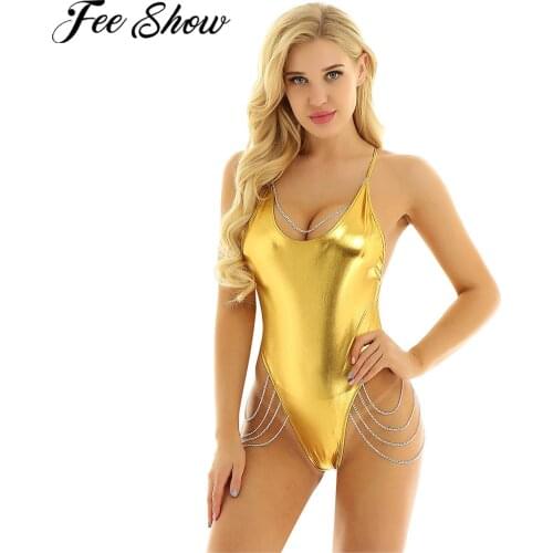 FEESHOW Open Back Bodysuit