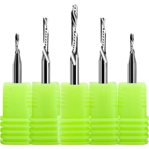 Vsharp 3.175mm Shank Left Spiral Milling Cutter Down Cut One Flute Router Bit CNC End Mill Engraving Bits Tungsten Steel Acrylic