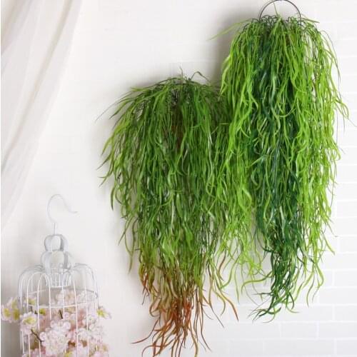 Artificial Hanging Plants Green Leaves Garland Ivy Vine Fake Foliage Wall Home Wedding Garland Basket Decoration Rattans