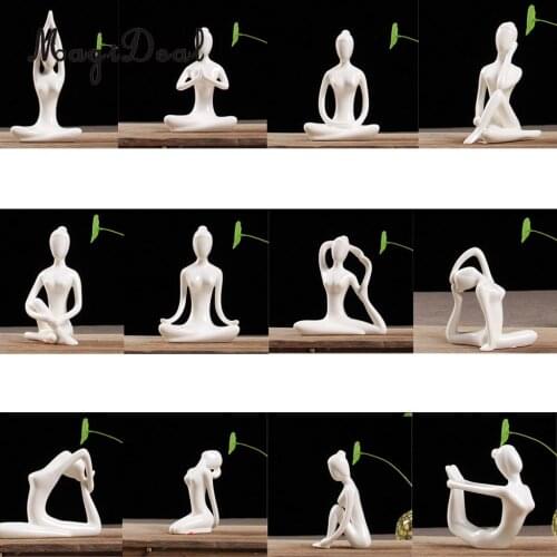 Ceramic Yoga Posture Figure Decorative Ornament Handicraft Collections Arts for Home Wedding Yoga Room Decor