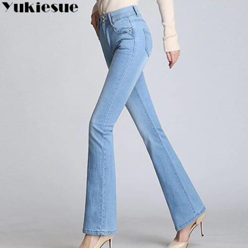 Classic with High Waist Denim Jeans for women Vintage Slim Mom Style Jeans woman High Quality Denim Pants flare jeans femme