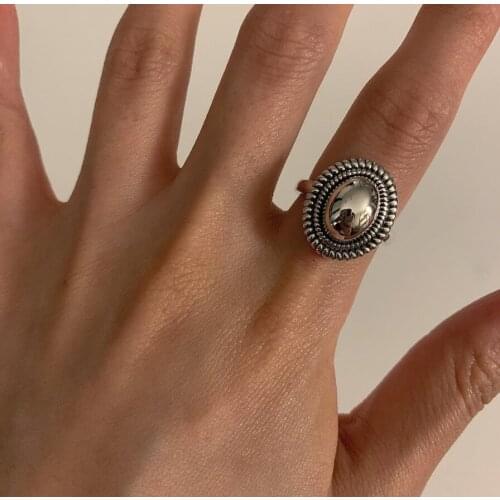 XIHA 925 Sterling Silver Rings for Women Oval Twist Adjustable Ring Korean Japan Minimalist Vintage Jewelry