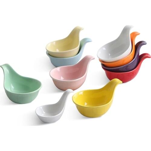 4pc Ceramic Sauce Bowls Cup Ice cream porcelain pudding spoon 60ml big dessert tray sushi serving dish buffet appetiser plates
