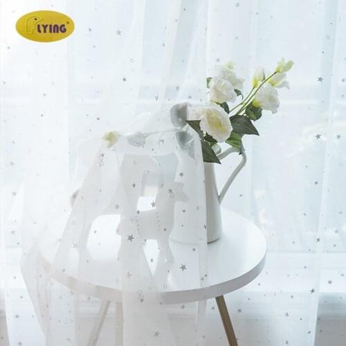 Flying Perspective Tulle Curtain for Bedroom Child Bay Room White Star Voile Roman Curtains for Windows Chambre Enfant living