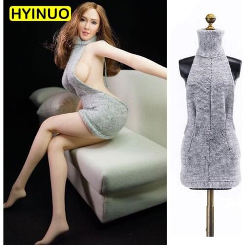 1/6 Scale Women Sexy Slim Front and Back Wear Backless Sweater Clothes Clothing Suit Set Model for 12''Action Figure Body