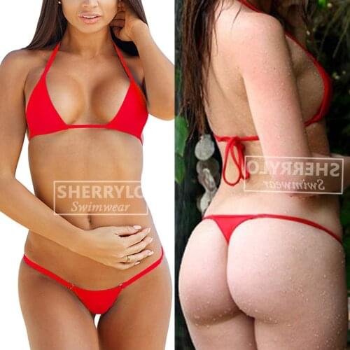 SHERRYLO Solid Swimwear Womens Swimsuit Female Mini Micro Bikini String Thong Bathing Suits Woman Femme Biquinis Swim Costume