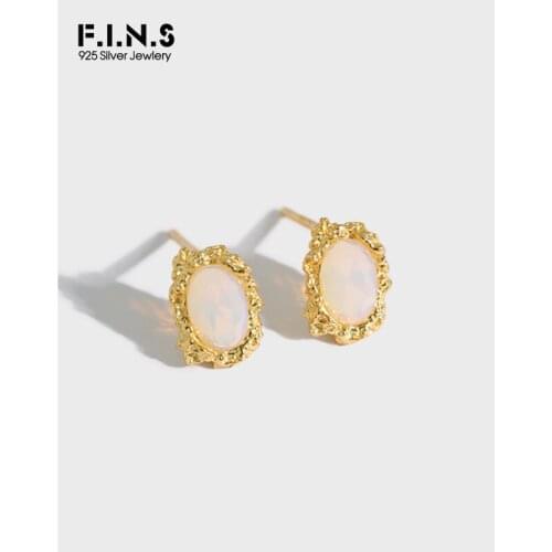 F.I.N.S Korean Style Fashion INS Geometric Ellipse S925 Sterling Silver Earrings Irregular Concave Convex Small Stud Earrings