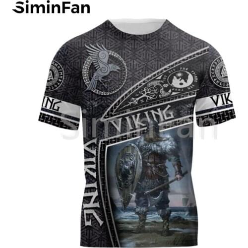 Vikings God Metal Tattoo Mens Casual T-Shirts 3D Print Unisex Harajuku Shirts Summer Hot Tees Sportswear Hip-Hop Women Tops 06