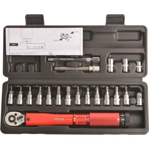 MXITA-Adjustable Torque Wrench Bicycle Repair Tool Kit, 1/4 Inch 2-24NM Click, Bicycle Repair Tool, Hand Wrench Kit