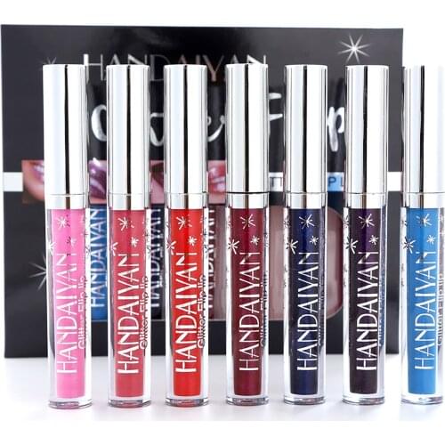 7PCS Glitter Liquid Lipstick Set Waterproof Long Last Lip Gloss 7 sticks non-stick cup burst lip gloss, shiny lip gloss liquid