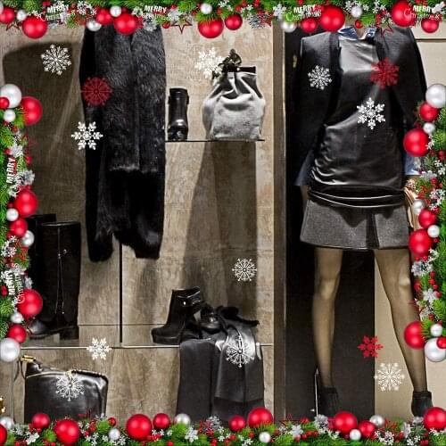 CRNT0083 window sticker Christmas 100% decoration for window shopping stores, without glue, repositionable and reusable at will