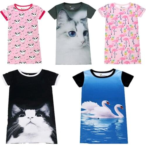 Kids Night Dress for Girls Pajamas Dress Baby Girl Summer Nightgown Cartoon Children Nighty Clothes Long Tshirt Dress Clothing