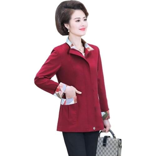 Spring Fall Mothers Jacket Women Middle-aged Casual Coat Fashion Thin Large Size Female Windbreaker Outwear Ladies Basic Top