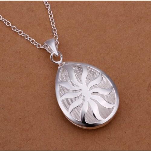 Wholesale silver plated Necklaces & Pendants,925 jewelry silver,Flower Water Drop Necklace SMTN292