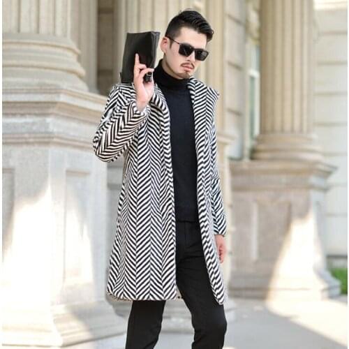 Autumn faux mink leather jacket mens winter thicken warm Herringbone pattern fur leather coat men loose jackets