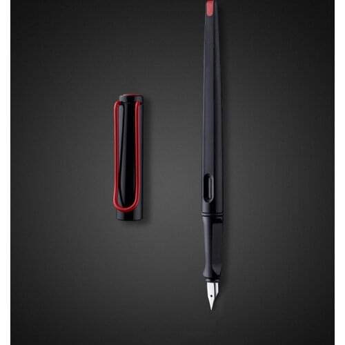 Fashion Black Fountain Pen Red Big Clip Plastic Long Body 0.38mm 0.5mm bent nib Ink Pens for Writing Office Supplies Stationery