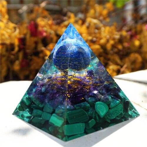 Pyramid Natural Crystal Ornaments Natural Crystal Gravel Energy Tower Handmade Lapis Lazuli Sphere Figurines for Home Decor