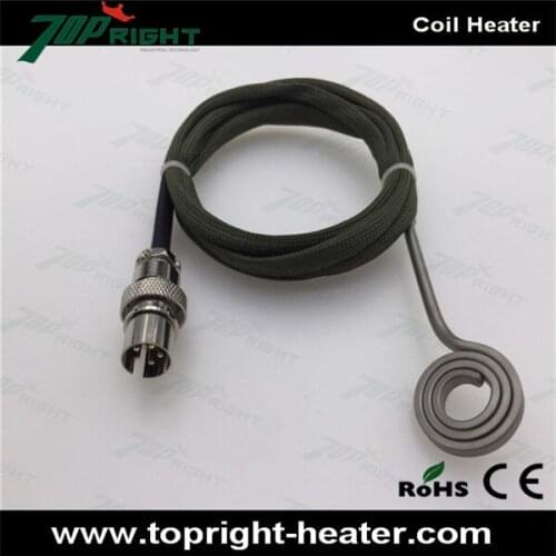 ID 9mm OD26mm 110v 100w flat coil heater with specially male and female connector