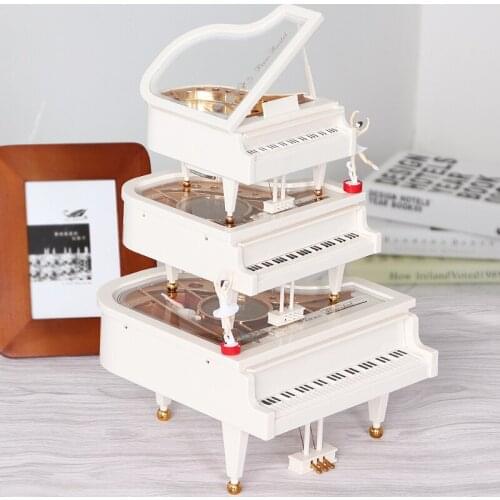 Childrens day birthday gift creative piano music box ornament revolving dance little girl music box student gift