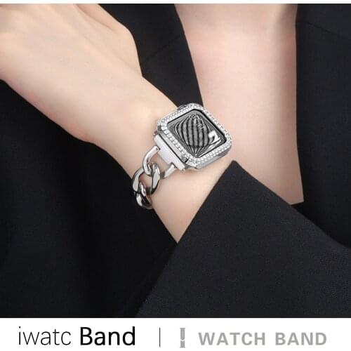 Apple popular fashion strap+case se 654321 42mm 38mm 40 mm 44 mm metal stainless steel band Iwatch series accessories bracelet