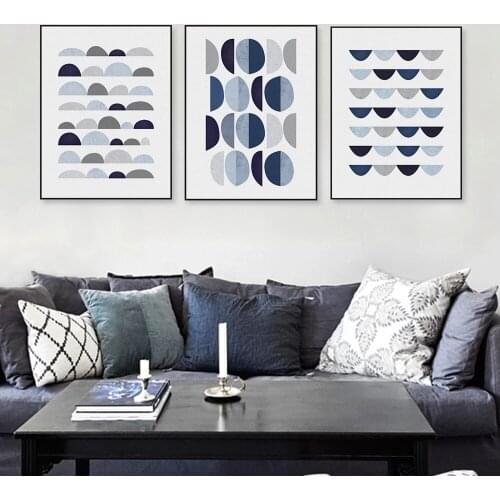 Blue Geometric Shape Minimalist Abstract Canvas Painting Home Art Posters Bedroom Corridor Stickers Nordic Decoration