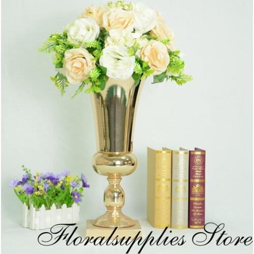 Wedding decoration 43 CM tall metal gold flower vase trumpet vase centerpieces for wedding table