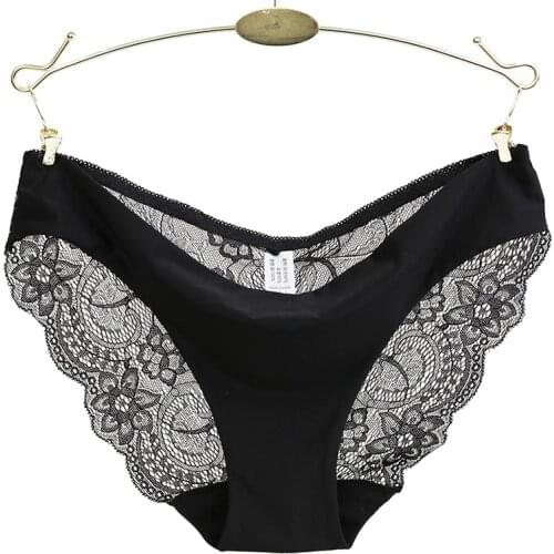 2019 womens Sexy Lace Low-rise Briefs Underwear Cotton Crotch Silk Traceless Breathable female Panties Valentines Day Gifts