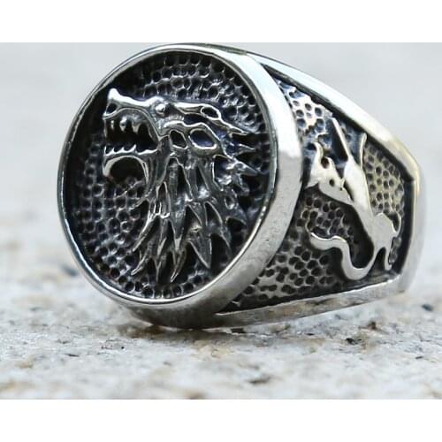 Unique Silver Color Stainless Steel Viking Wolf Ring Mens Nordic Amulet Jewelry Fashion Male Punk Rings Best Gift For Friend