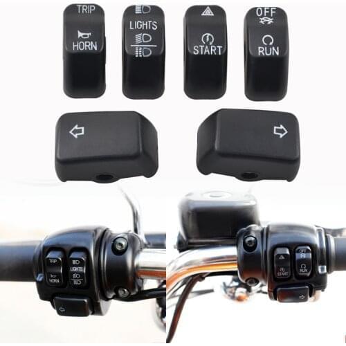 Motorcycle Handlebar Controls Black Chrome Switch Caps Button Cover For Harley 14-Up XL 12-17 Dyna 11-15 Softail Models