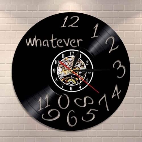 Vintage Vinyl Record Clock Wall Watch Whatever,I'm late anyway Whatever Wall Clock Housewarming Gift Home Decor Clock Timepiece
