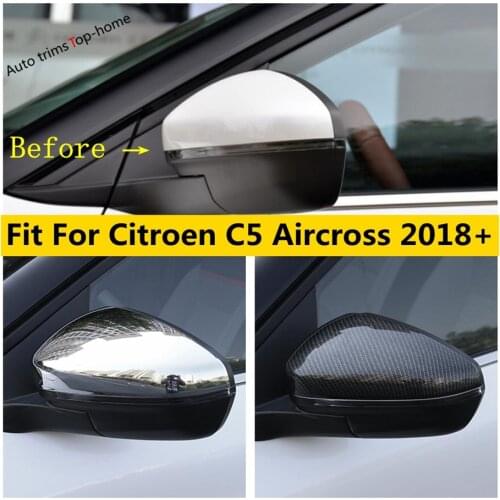 Yimaautotrims Rearview Mirror Protective Cover Trim ABS Chrome / Carbon Fiber Look Exterior For Citroen C5 Aircross 2018 - 2021